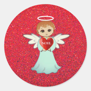 Adesivo Redondo anjinho de Natal com auréola