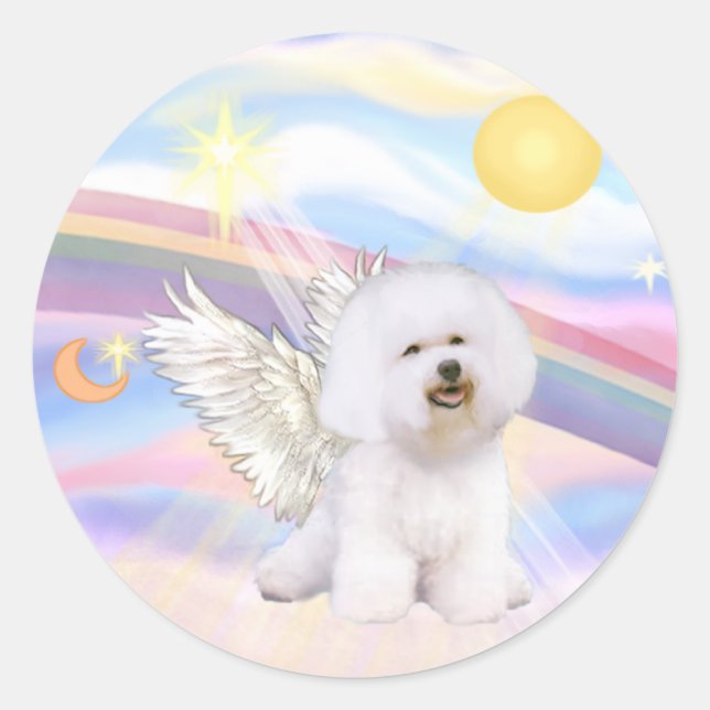 Adesivo Redondo Anjo Bichon Frise (Frente)