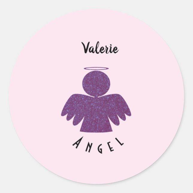 Adesivo Redondo Anjo bonito Roxo (Frente)