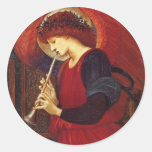 Adesivo Redondo Anjo com Trumpet, Burne Jones
