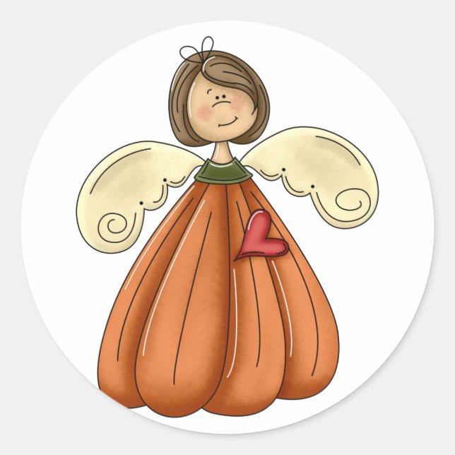 Adesivo Redondo Anjo da abóbora morena (Frente)