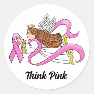 Adesivo Redondo Anjo da Faixa Rosa