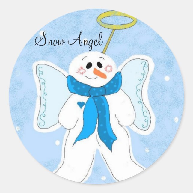 Adesivo Redondo Anjo da Neve (Frente)