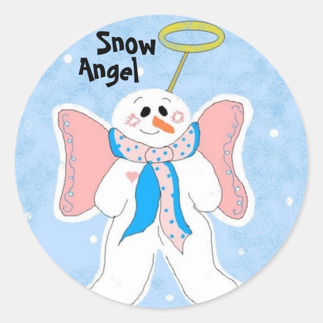 Adesivo Redondo Anjo da Neve (Frente)