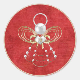 Adesivo Redondo Anjo de Natal da Alegria - Vermelho