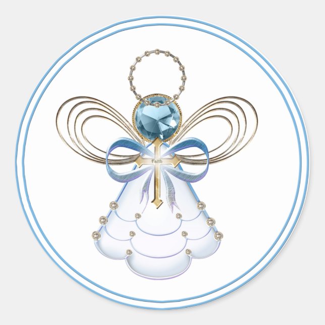 Adesivo Redondo Anjo de Natal da Fé (Frente)