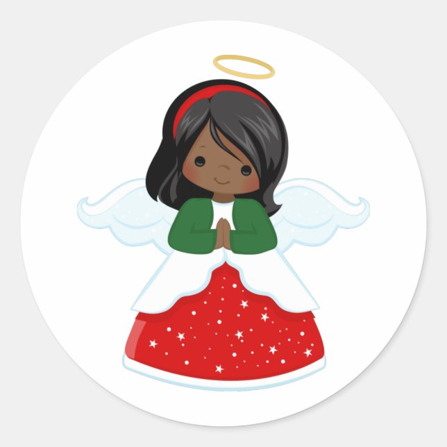 Adesivo Redondo Anjo de Natal Fofo (Frente)
