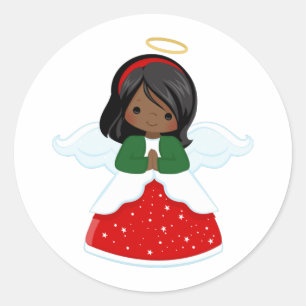 Adesivo Redondo Anjo de Natal Fofo