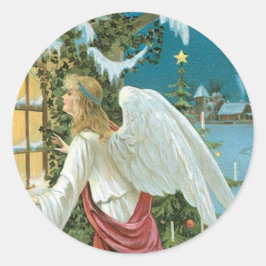 Adesivo Redondo Anjo de Natal na Janela