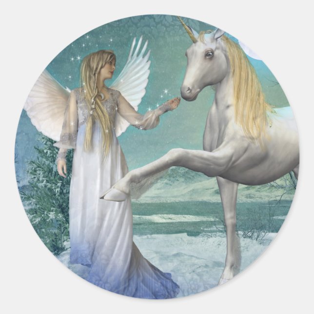 Adesivo Redondo Anjo de Neve (Stickers) (Frente)