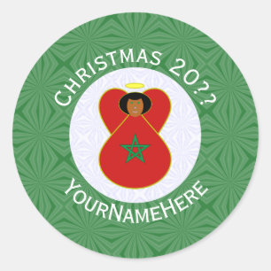 Adesivo Redondo Anjo do Natal marroquino Bandeira Personalizada 