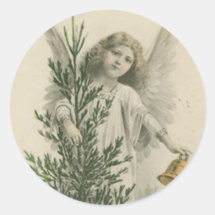 Adesivo Redondo Anjo do natal vintage