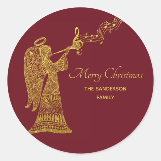 Adesivo Redondo Anjo do Ouro clássico com música (Frente)