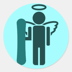 Adesivo Redondo anjo do snowboard