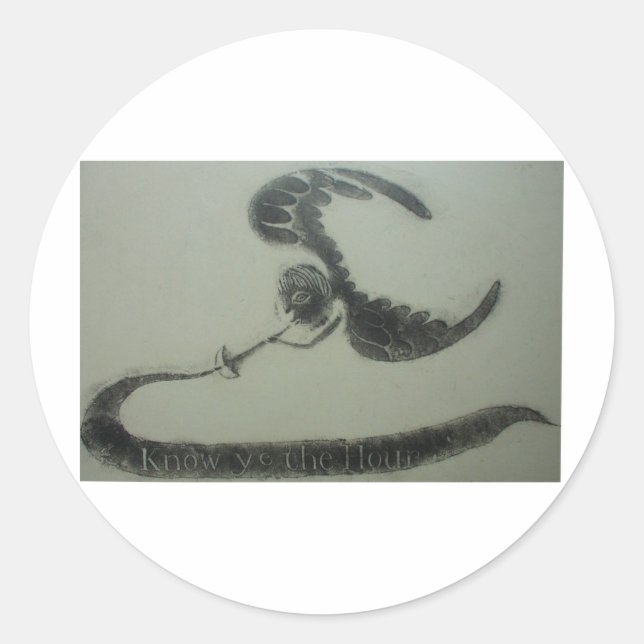 Adesivo Redondo anjo dos 1700s do design grave americano da (Frente)