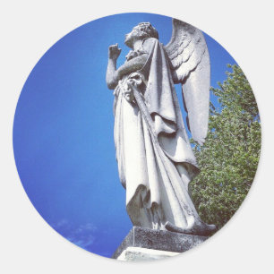 Adesivo Redondo Anjo e um céu azul brilhante