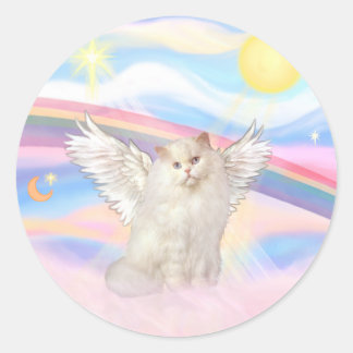 Adesivo Redondo Anjo Gato Persa Branco nas Nuvens