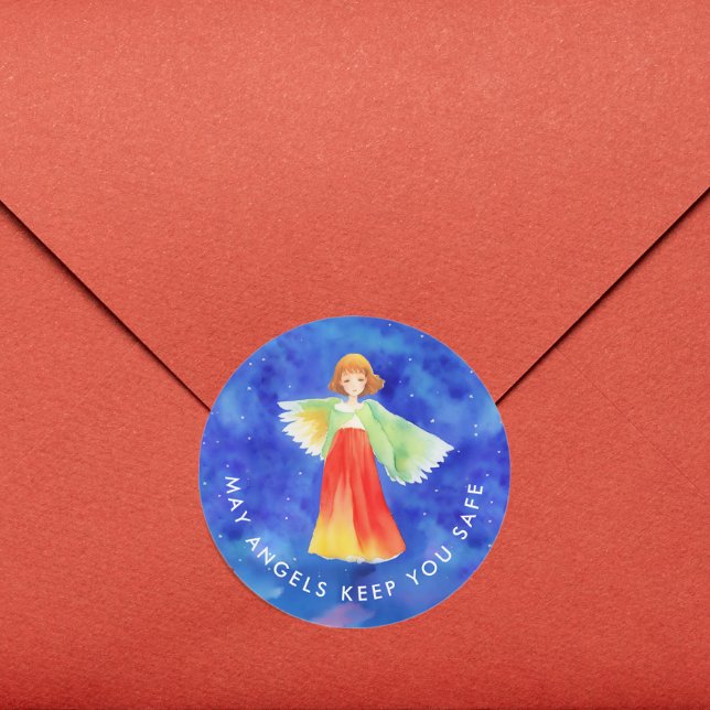 Adesivo Redondo Anjo Guardião de Cor do Deus abençoe Religioso (Criador carregado)