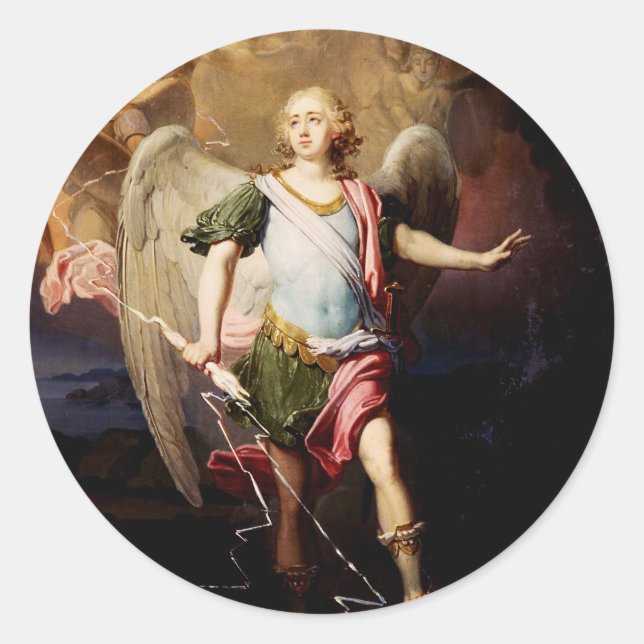 Adesivo Redondo Anjo guardião de Vladimir Borovikovsky (Frente)