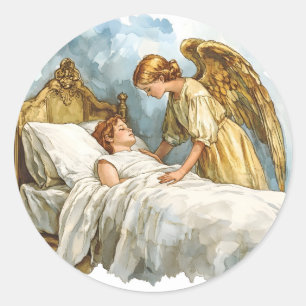 Adesivo Redondo Anjo Guardião Fofo Cristão Religioso Católico