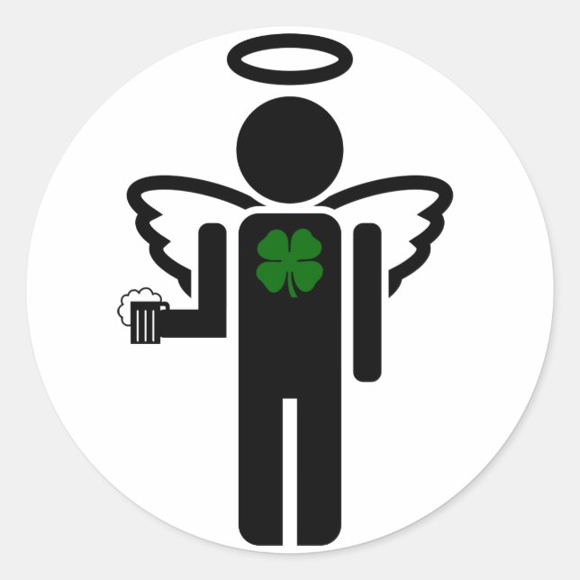Adesivo Redondo anjo irlandês. (Frente)