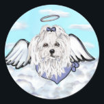 Adesivo Redondo Anjo Maltês<br><div class="desc">Lindos produtos de cachorro malteses</div>