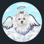 Adesivo Redondo Anjo Maltês<br><div class="desc">Lindos produtos de cachorro malteses</div>