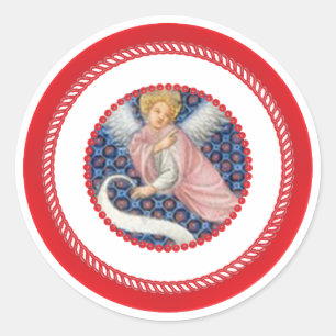 Adesivo Redondo Anjo Medieval Rosa Para Jesse Tree