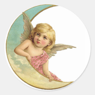Adesivo Redondo Anjo na Lua Stickers