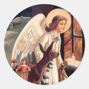 Adesivo Redondo Anjo Natal olhando através da janela
