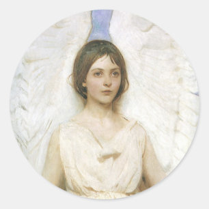 Adesivo Redondo Anjo por Abbott Thayer, Vintage Victorian Fine Art