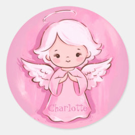 Adesivo Redondo Anjo Rosa Adorável Para Filha