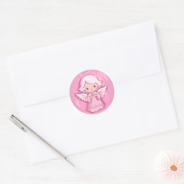 Adesivo Redondo Anjo Rosa Adorável Para Filha