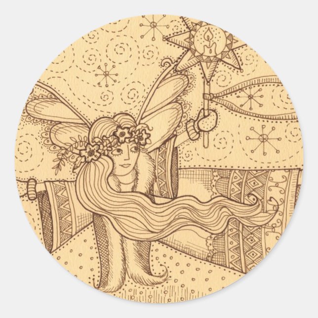 Adesivo Redondo Anjo ucraniano do Natal (Frente)