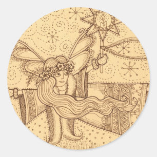 Adesivo Redondo Anjo ucraniano do Natal