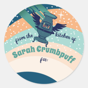 Adesivo Redondo Anjo voador foge do Natal da cozinha