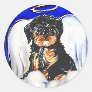Adesivo Redondo Anjo Yorkie Poo