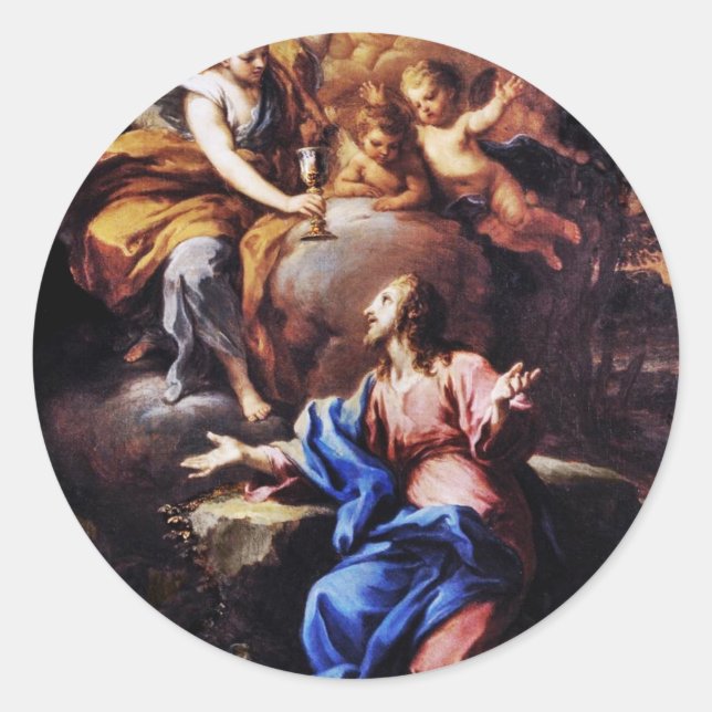 Adesivo Redondo Anjos com Jesus no Jardim (Frente)