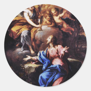 Adesivo Redondo Anjos com o Jesus no jardim