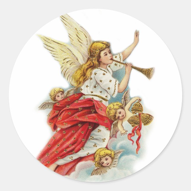 Adesivo Redondo Anjos de desejos de Natal (Frente)