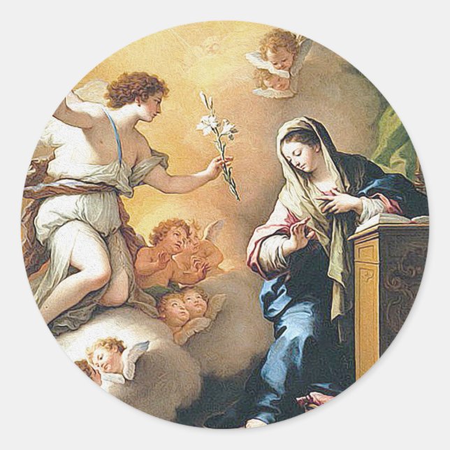 Adesivo Redondo Anjos Guardiões com presentes (Frente)