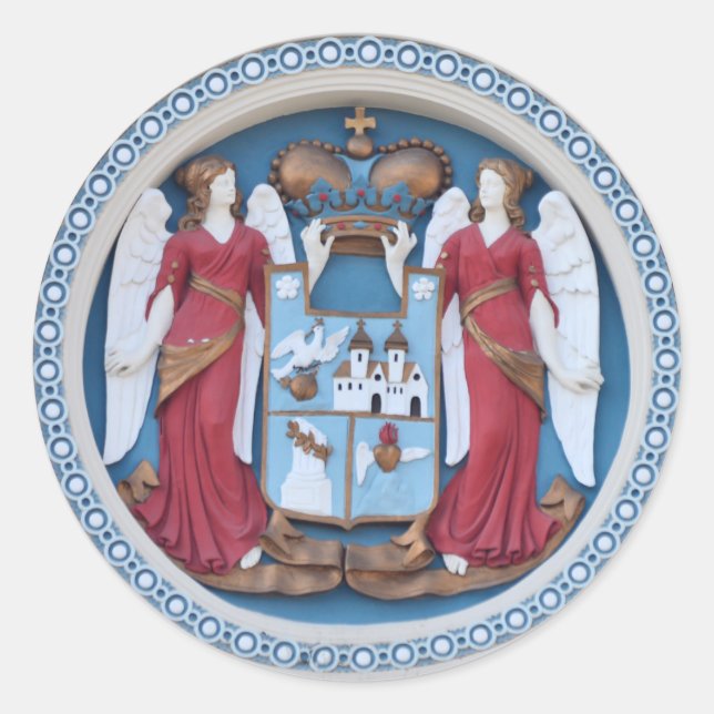 Adesivo Redondo anjos ortodoxos selam símbolo religioso stuco Opti (Frente)