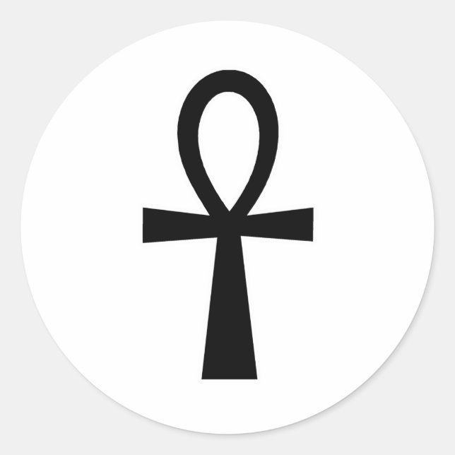 Adesivo Redondo Ankh Egípcio Hieroglifo Símbolos Chave de Vida Neg (Frente)