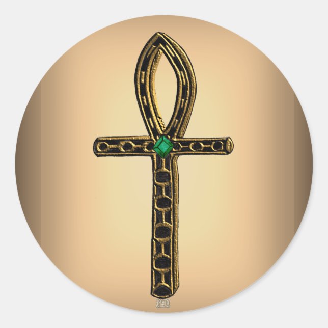 Adesivo Redondo Ankh (ouro) (Frente)