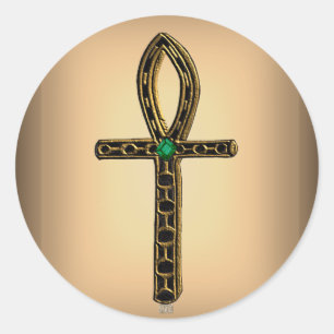 Adesivo Redondo Ankh (ouro)