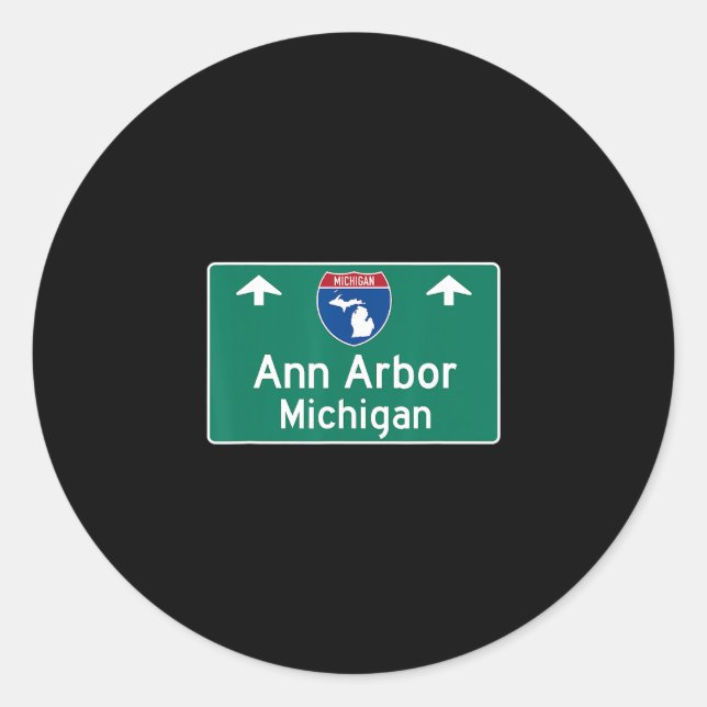 Adesivo Redondo Ann Arbor Michigan Mi Interstate Highway Vacation  (Frente)