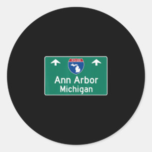 Adesivo Redondo Ann Arbor Michigan Mi Rodovia Interestadual Férias