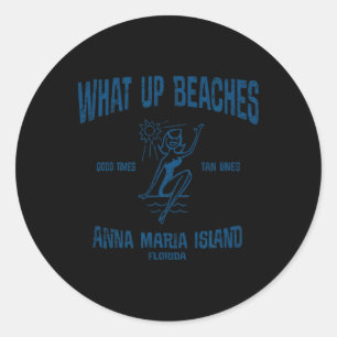 Adesivo Redondo Anna Maria Island Flórida Funny Vintage Beaches Te