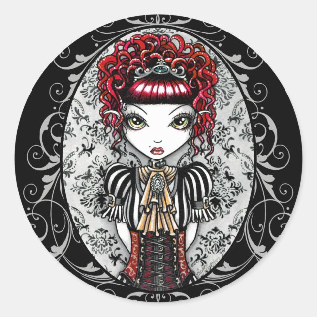 Adesivo Redondo Annie Gothic Victorian Fae Stickers (Frente)