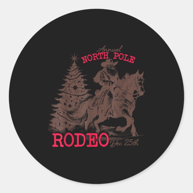 Adesivo Redondo Annual North Le Rodeo Santa Western Cowboy Christm (Frente)